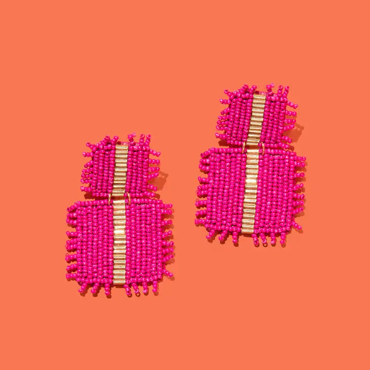 Elaine Beaded Square Drop Earrings