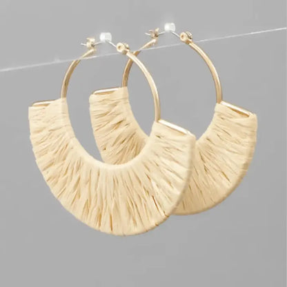 Raffia Wrapped Fan Earrings