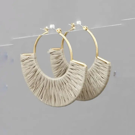 Raffia Wrapped Fan Earrings