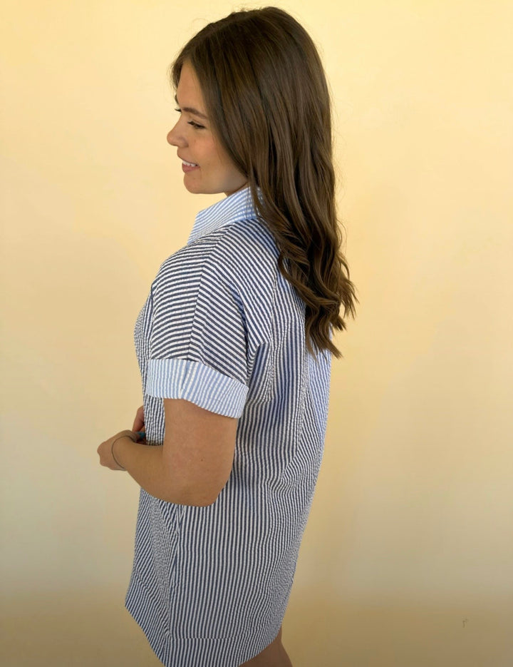 Estella Split Striped V-neck Dress