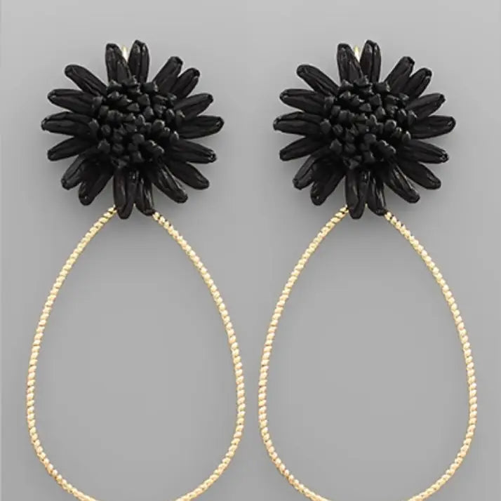 Raffia Flower Teardrop Earring