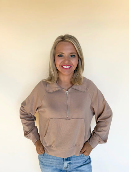 Darlene Double Knit Half-Zip Sweatshirt