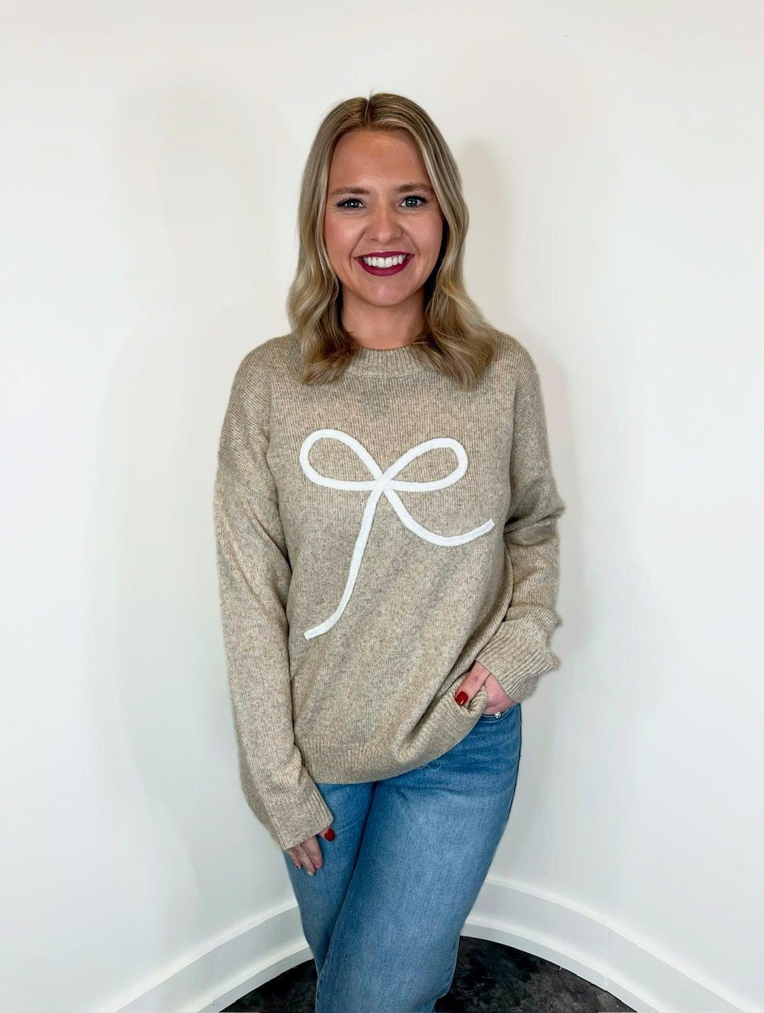 Knit Sweater With Bow