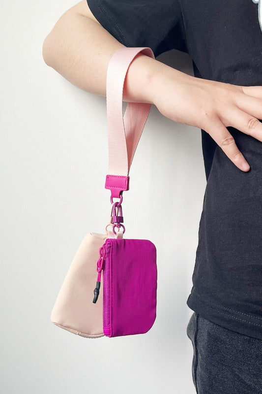 Dual Pouch Wristlet Keychain Wallet