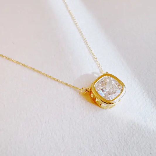 Cushion Cut Bezel Diamond Necklaces