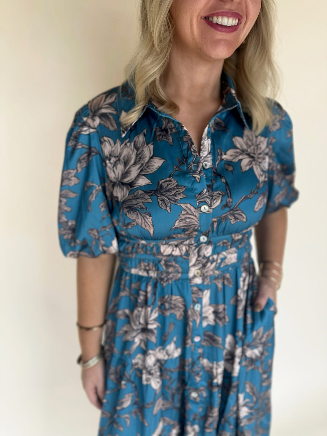 Auralie Floral Collared Button Dress