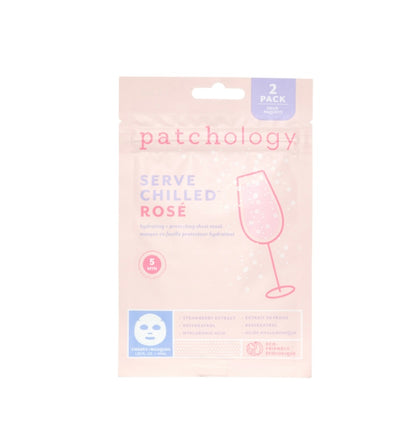 Patchology Serve Chilled Rose face mask packaging on a white background