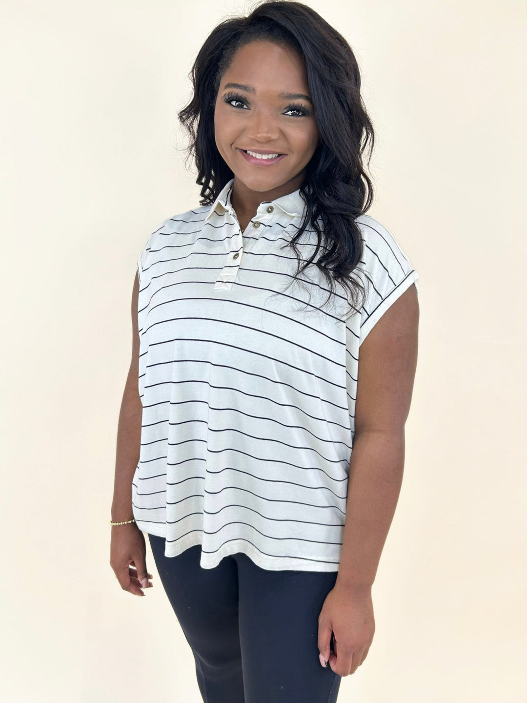 Raela Boxy Stripe Polo