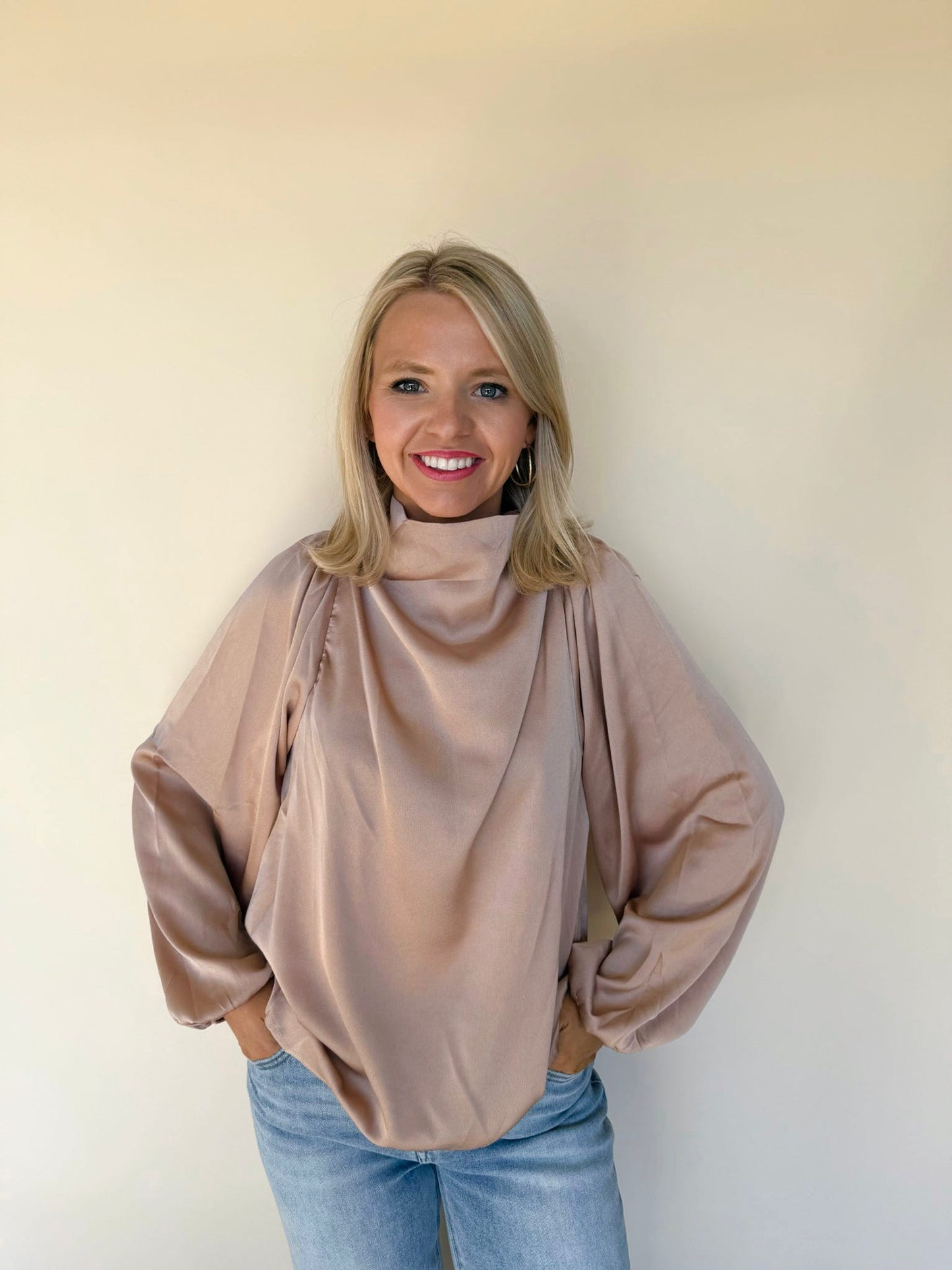 Leona Satin Drape Neck Top