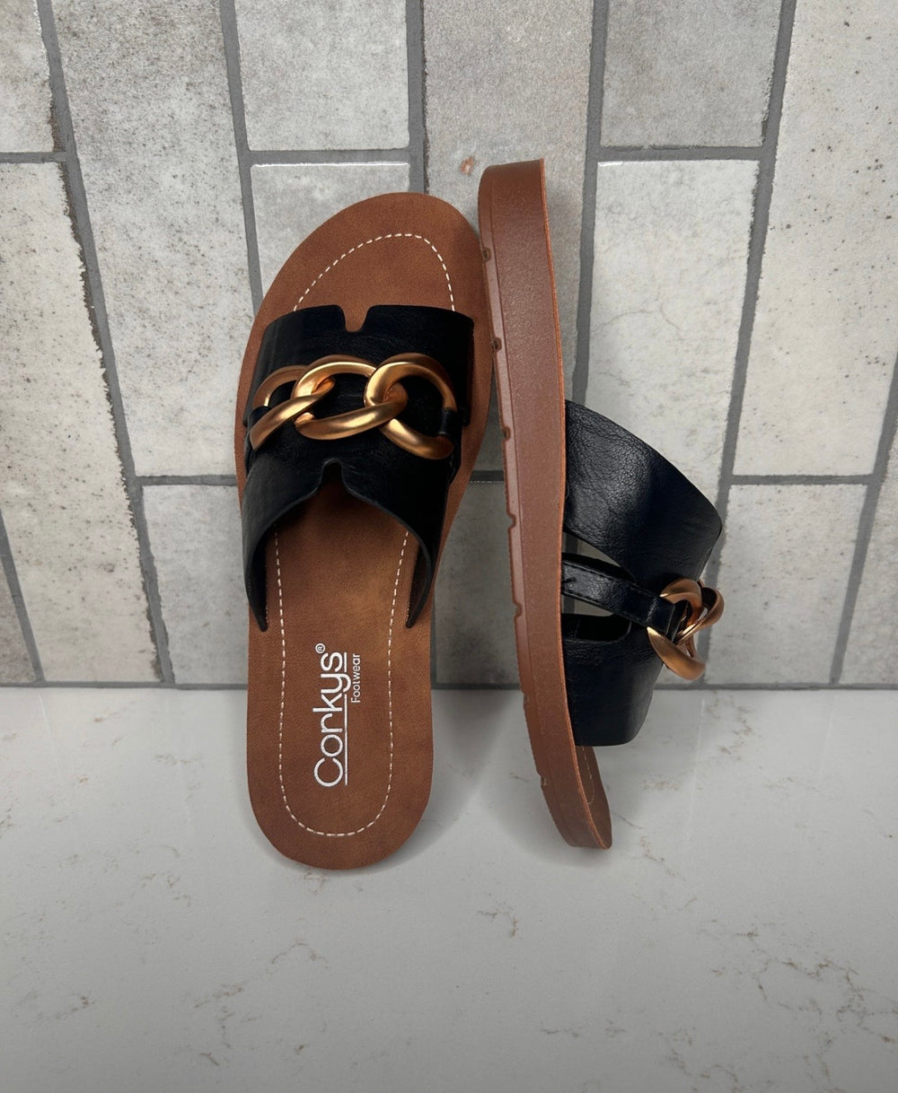 Chain Letter Black Sandal
