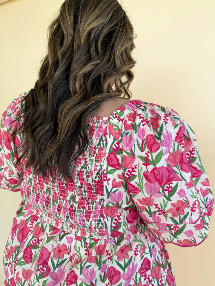 Jasmine Floral Tulip Sleeve Dress