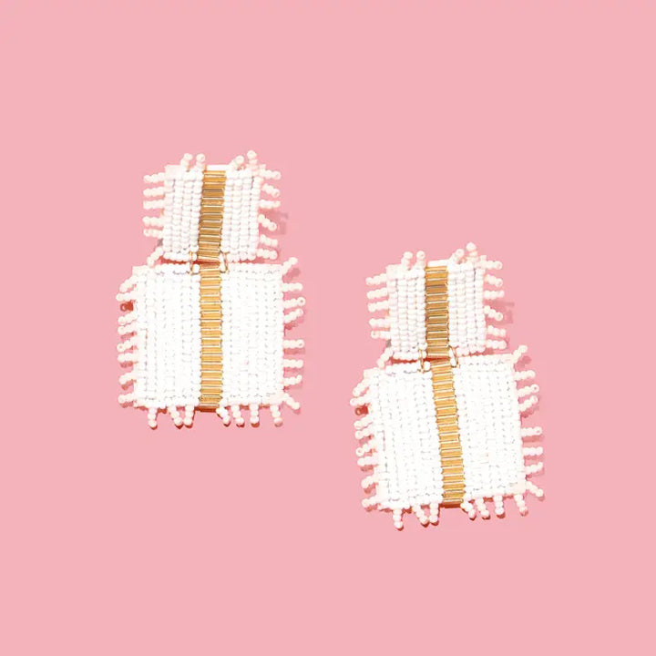 Elaine Beaded Square Drop Earrings