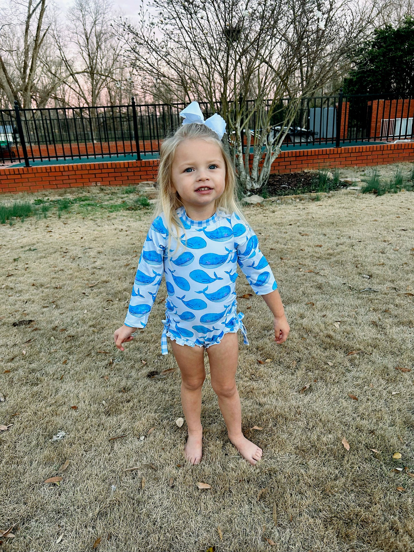 Whales - Ruffle Bottom Swimsuit