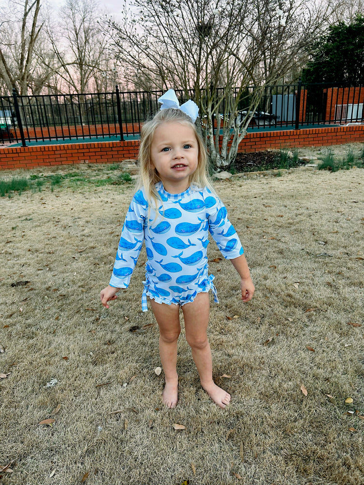 Whales - Ruffle Bottom Swimsuit