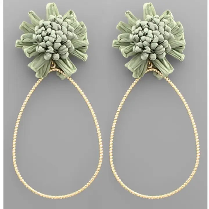 Raffia Flower Teardrop Earring