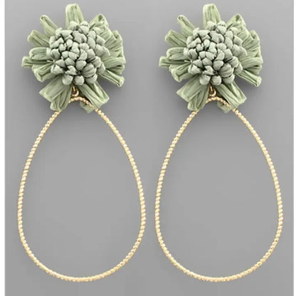 Raffia Flower Teardrop Earring
