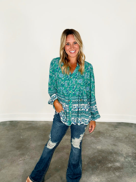 Alaia V-Neck Floral Top