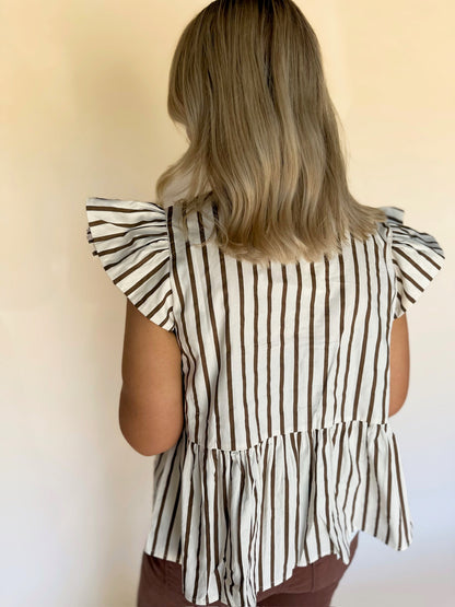 Islyn Striped Peplum Top