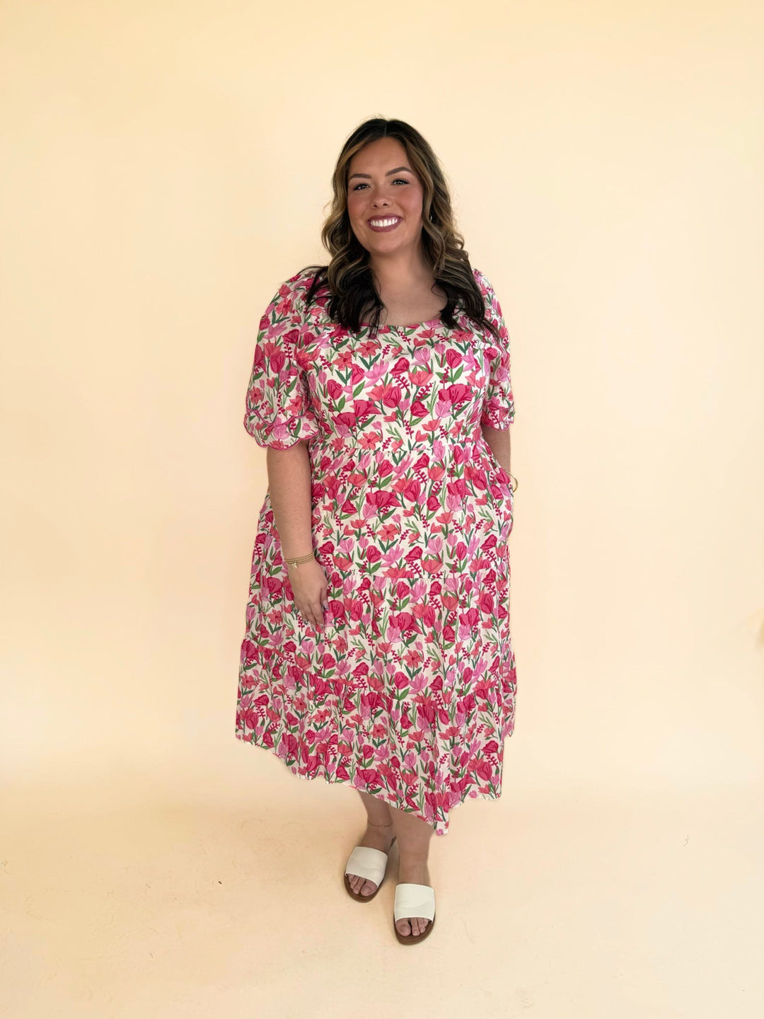 Jasmine Floral Tulip Sleeve Dress
