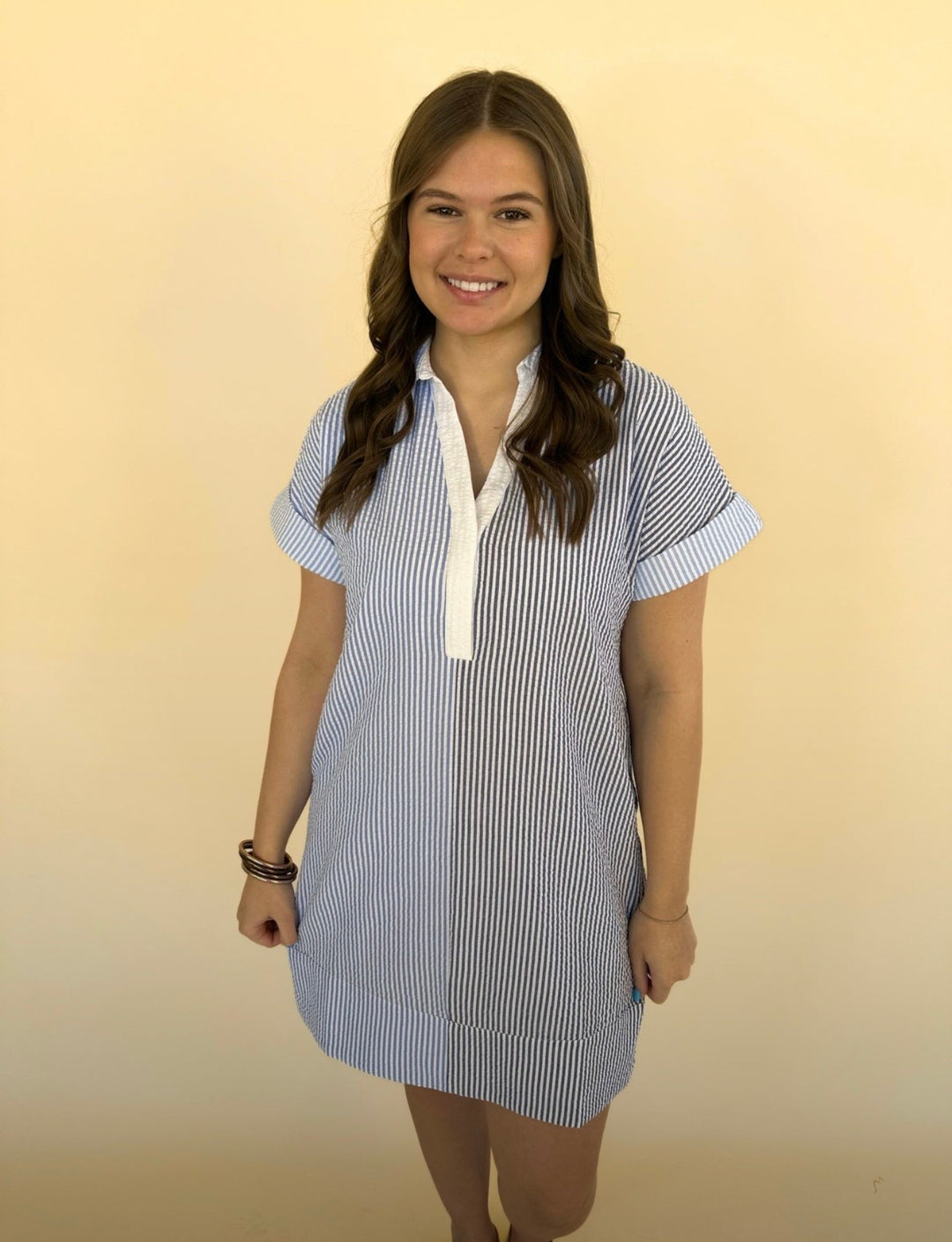Estella Split Striped V-neck Dress
