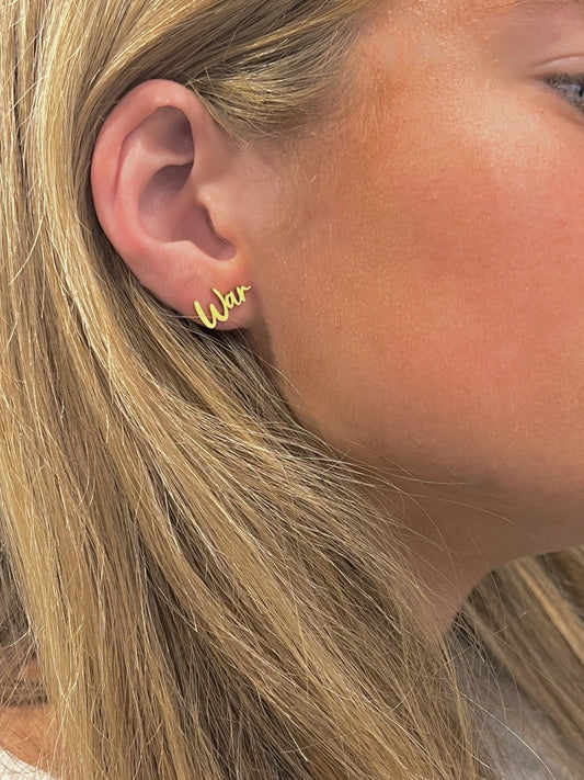 War Eagle Gold Stud Earrings