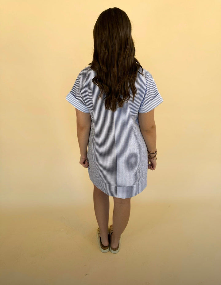 Estella Split Striped V-neck Dress