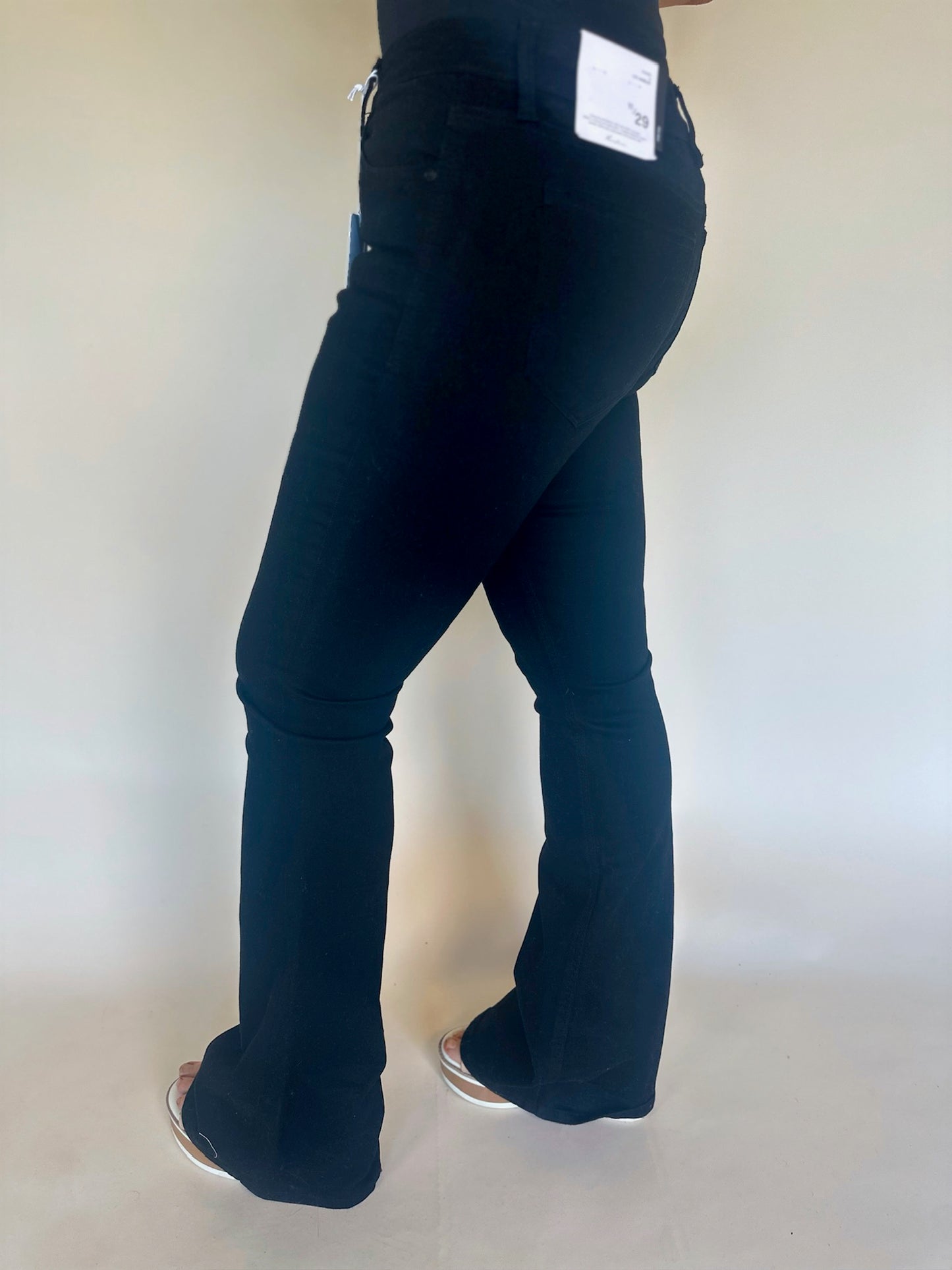 Mid Rise Black Flare Jeans