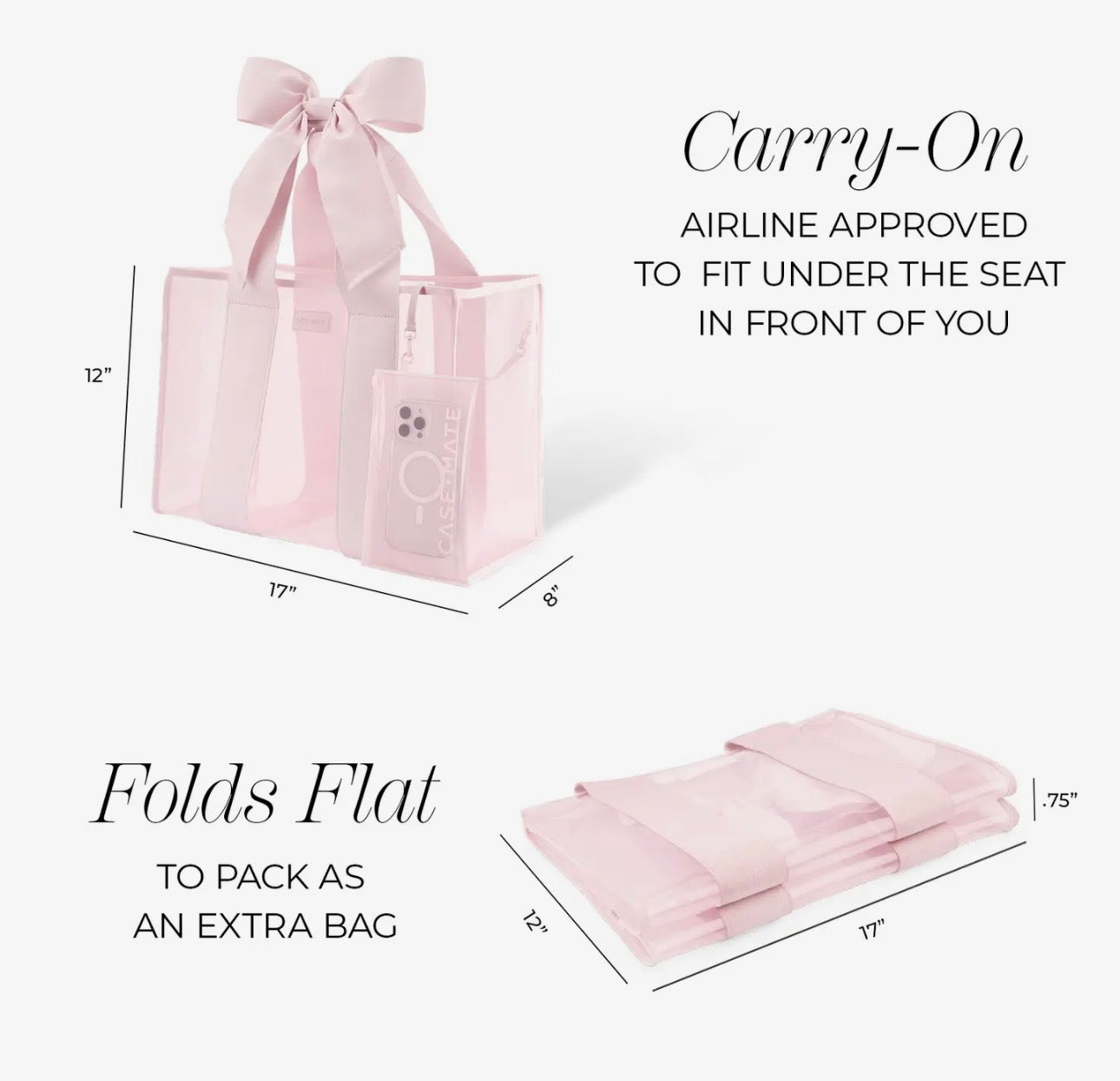 PREORDER Case-Mate Ballet Pink Bow Jelly Tote Bag