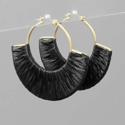 Raffia Wrapped Fan Earrings