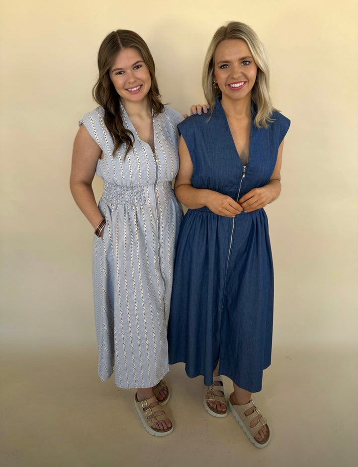 Hallie Sleeveless Denim Dress