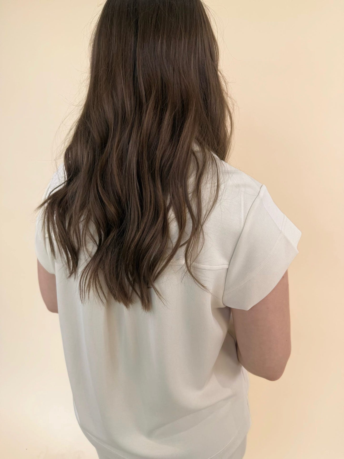 CloudSilk Weekend Set in sand showing back view of cap sleeve top in ultra-soft modal blend fabric