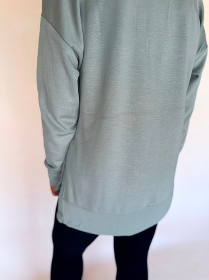 Modal Spandex High Low Crew Neck