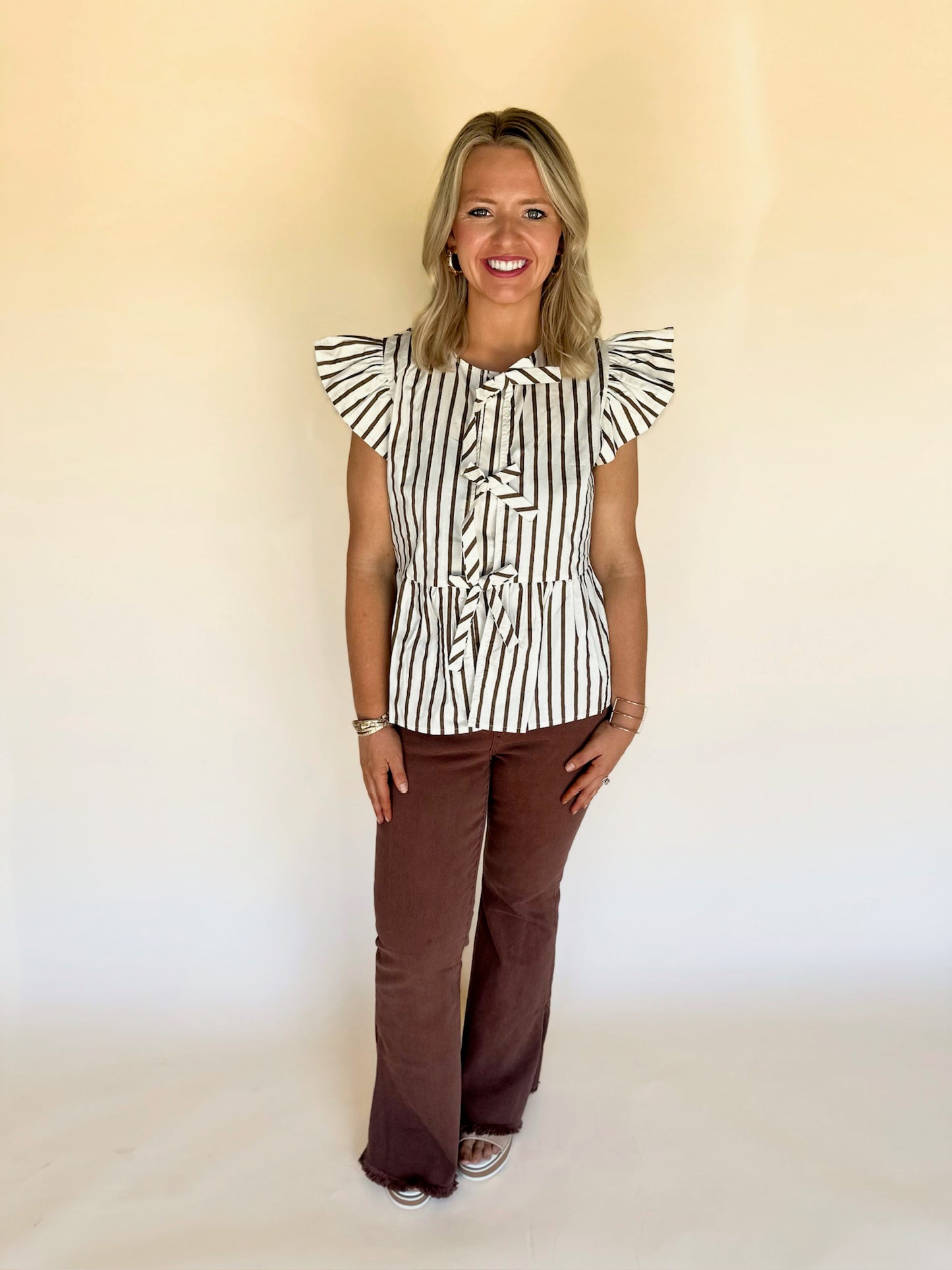 Islyn Striped Peplum Top