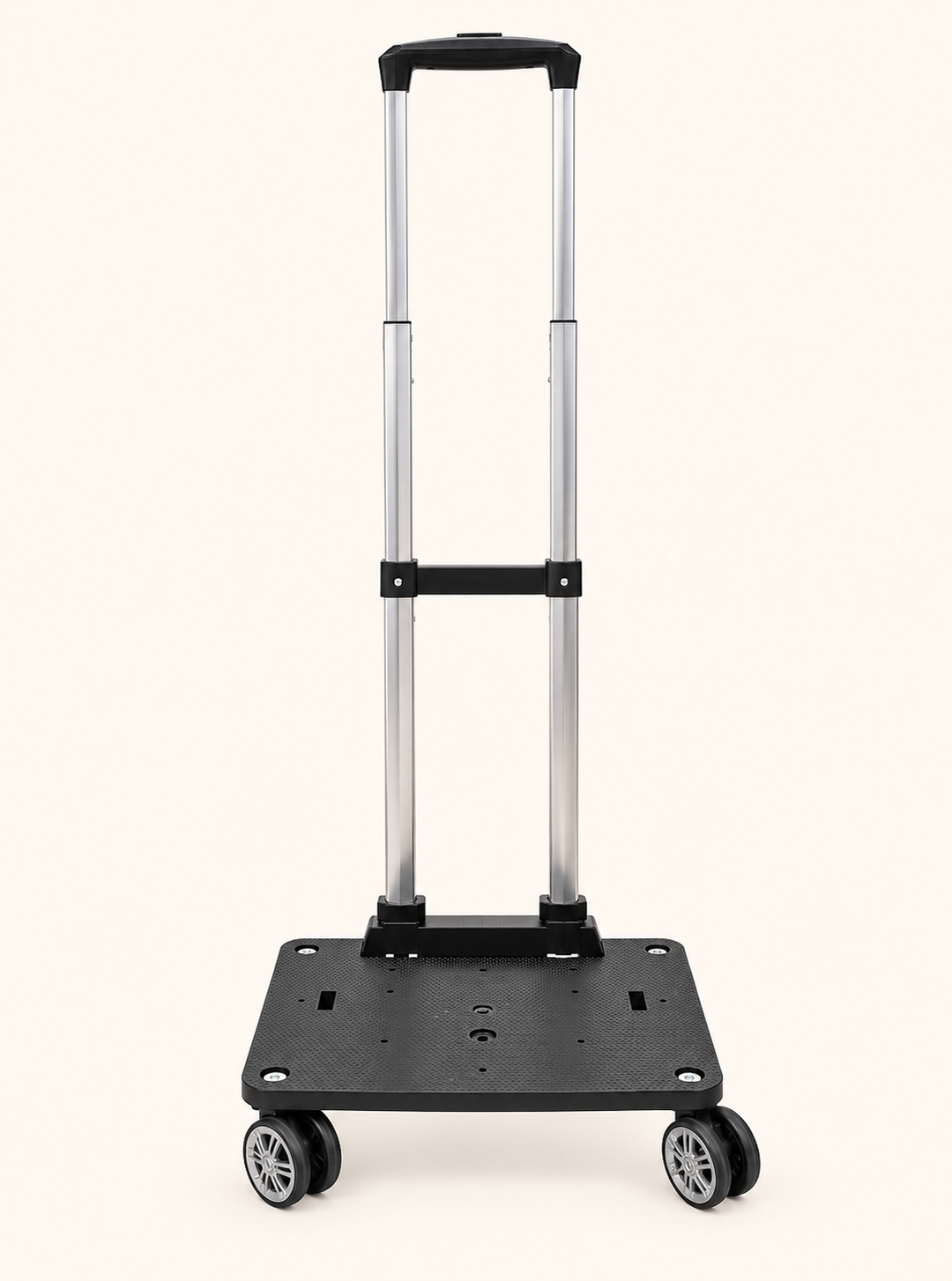 Simply Southern swivel rolling tote detachable black wheeled base with extended telescoping handle, four spinner wheels, and textured platform.