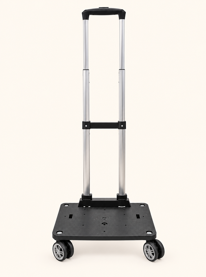 Simply Southern swivel rolling tote detachable black wheeled base with extended telescoping handle, four spinner wheels, and textured platform.
