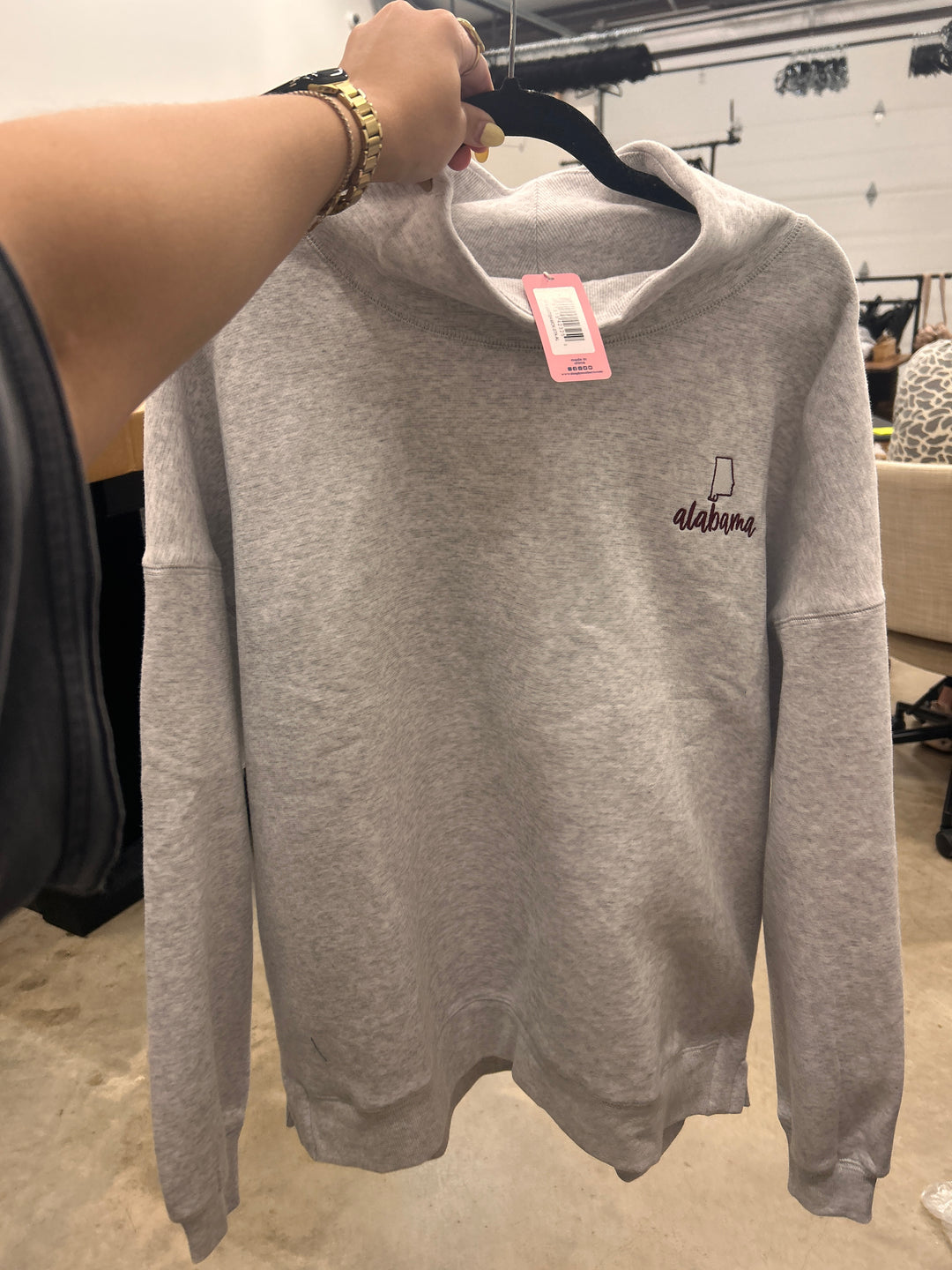 The Alabama State Mock Neck Sweatshirt | Heather Grey