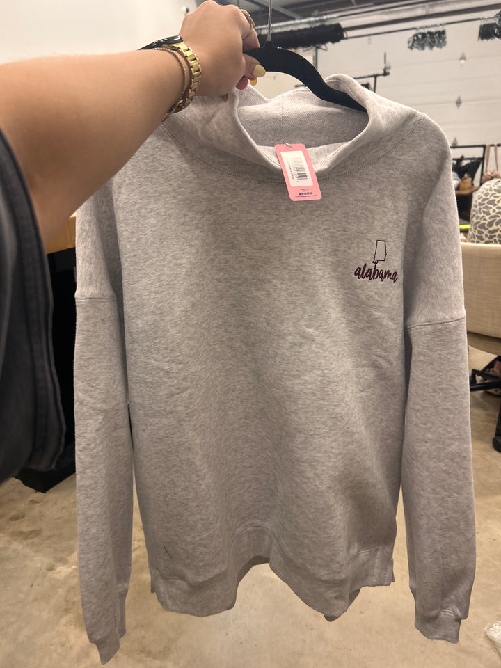The Alabama State Mock Neck Sweatshirt | Heather Grey