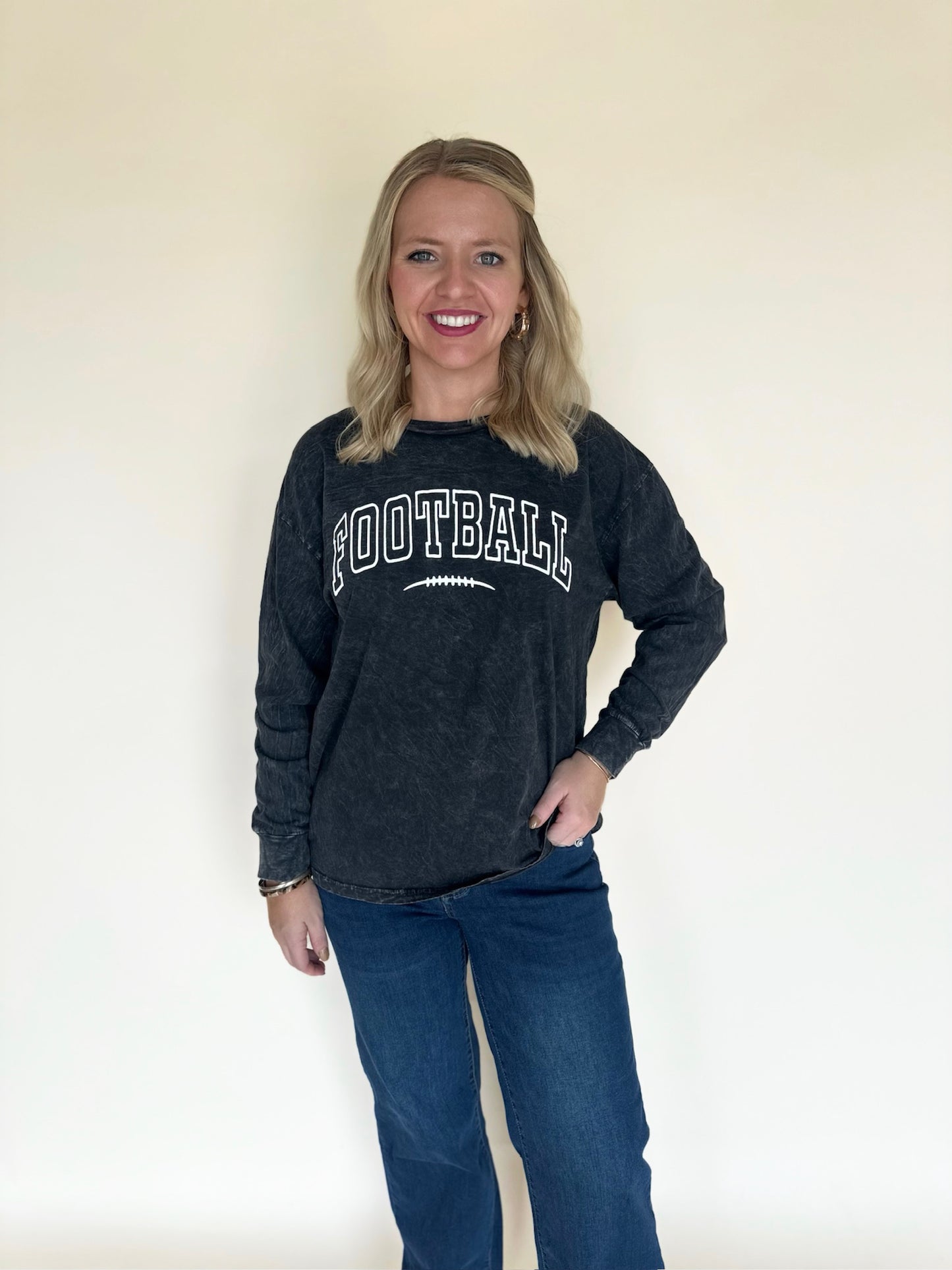 Football Puff Long Sleeve Graphic