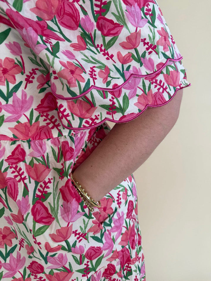 Jasmine Floral Tulip Sleeve Dress
