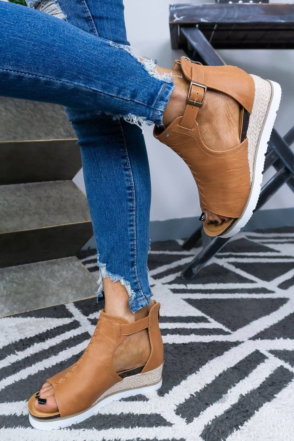 Cutout Buckle Strap Platform