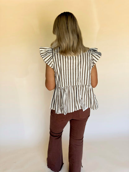 Islyn Striped Peplum Top