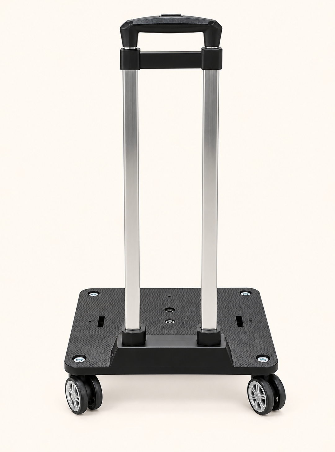 Simply Southern rolling tote black swivel wheel platform with lowered telescoping handle, compact rolling base, and four spinner wheels.
