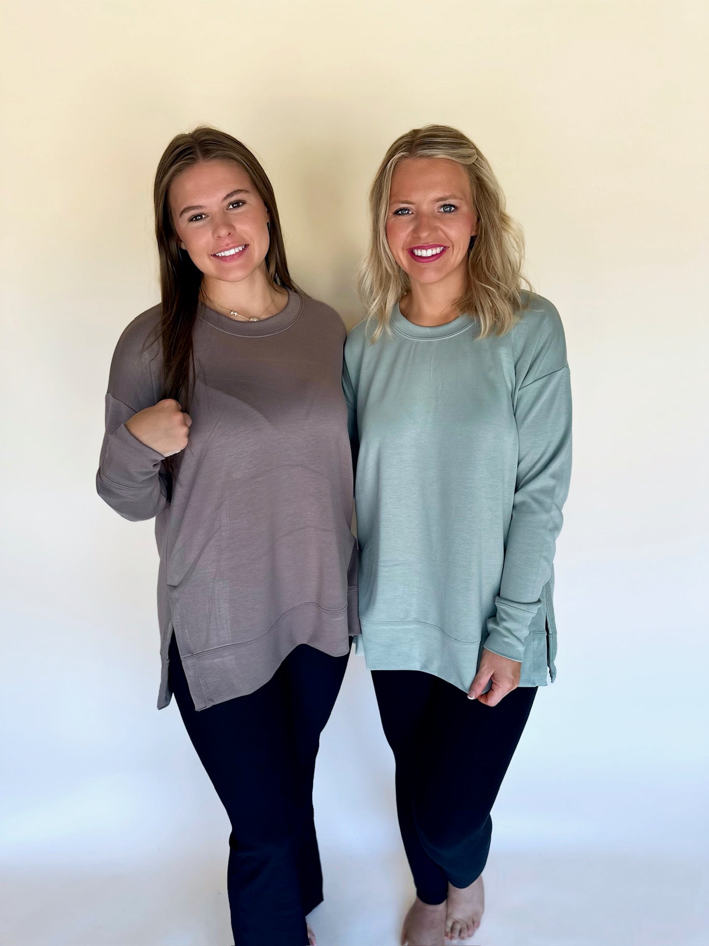 Modal Spandex High Low Crew Neck