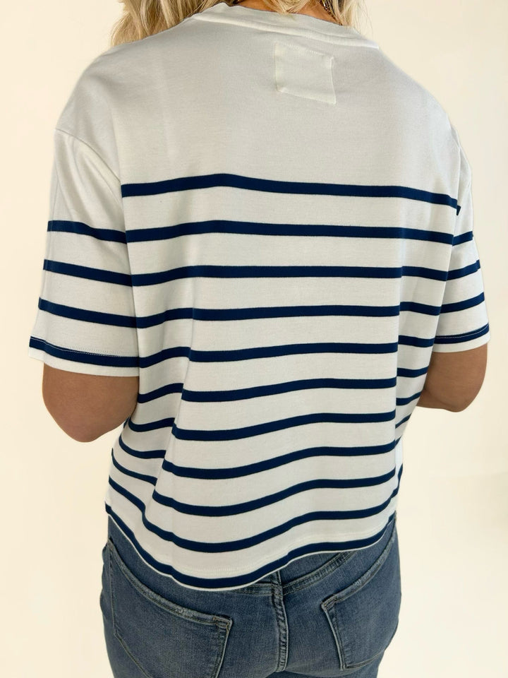 Maddox Top Cream Navy Stripe