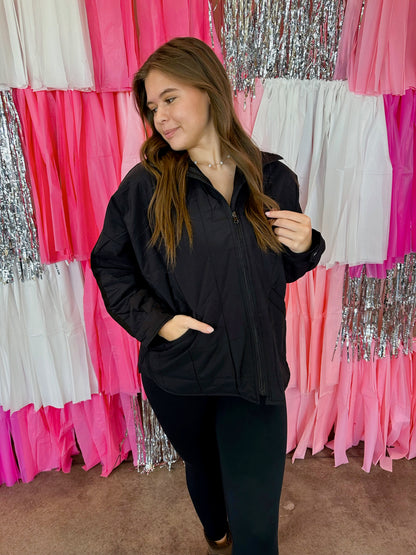 Quilted Squares Zipper Jacket