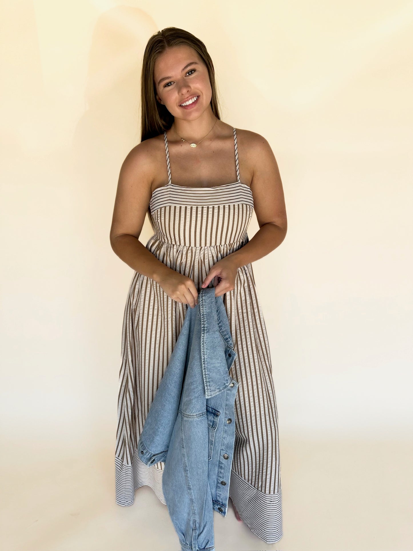 Briva Striped Empire Maxi Dress