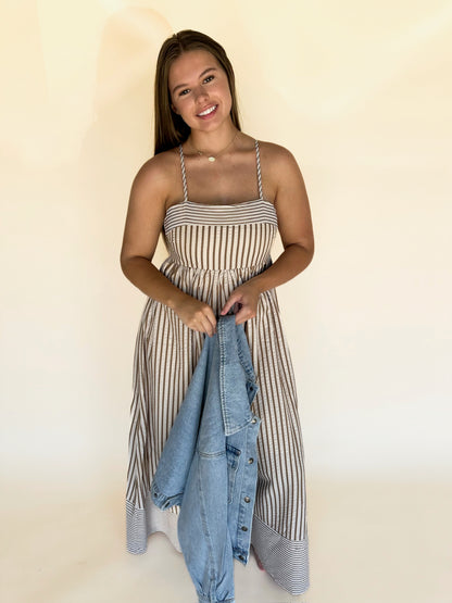 Briva Striped Empire Maxi Dress