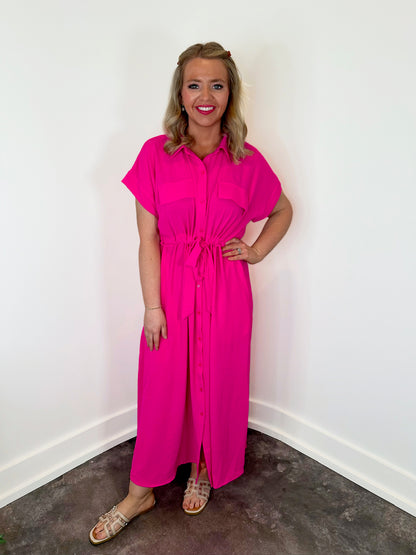 Gia Belted Pockets Maxi Dress