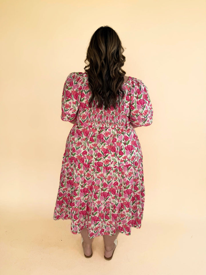 Jasmine Floral Tulip Sleeve Dress