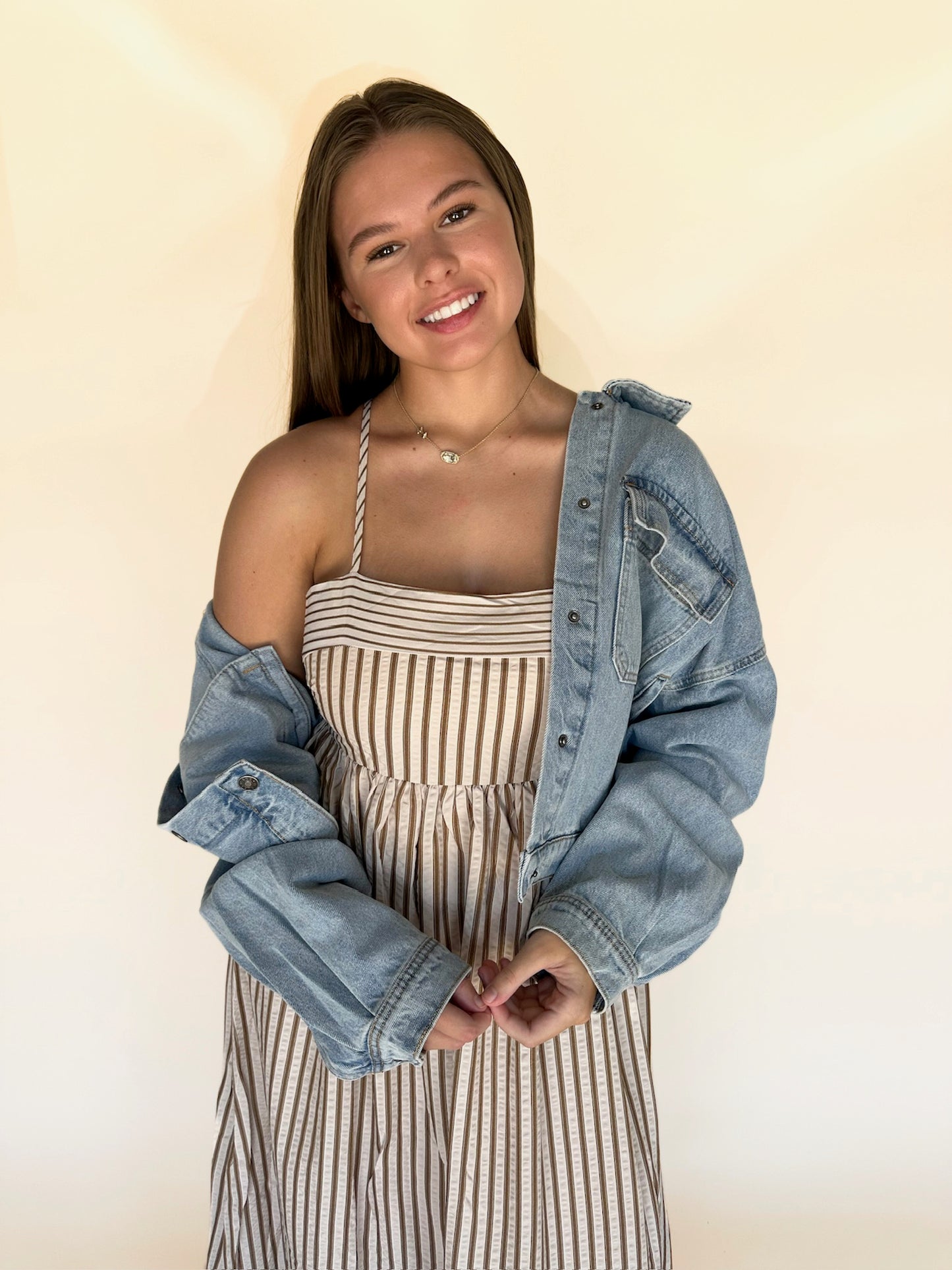 Briva Striped Empire Maxi Dress